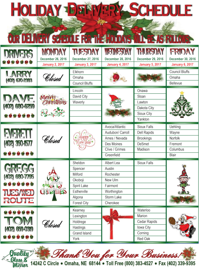 Us Foods Holiday Delivery Schedule 2023