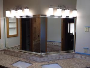 Tight fit mirror w/ 2 " Beveled Strips w/ 2" x 2" Square Corners